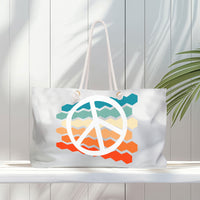 Load image into Gallery viewer, Peace Sign Weekender Bag - Boho Travel Tote for Adventure Lovers
