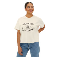 Load image into Gallery viewer, Stay Trashy Women&#39;s Boxy Tee - Fun &amp; Casual Eco-Friendly Shirt
