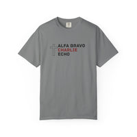 Load image into Gallery viewer, Alpha Bravo Charlie Echo Cross T-Shirt — Christian Faith Based in memory of Charlie Kirk , Made for believers who stand for biblical values, strong families, religious freedom, and principled...