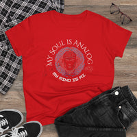 Load image into Gallery viewer, Women&#39;s Tee - My Soul is Analog, My Mind is AI, Trendy New Age Techno Spiritual Shirt
