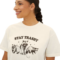 Load image into Gallery viewer, Stay Trashy Women&#39;s Boxy Tee - Fun &amp; Casual Eco-Friendly Shirt
