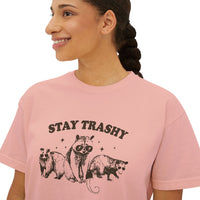 Load image into Gallery viewer, Stay Trashy Women&#39;s Boxy Tee - Fun &amp; Casual Eco-Friendly Shirt

