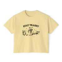 Load image into Gallery viewer, Stay Trashy Women&#39;s Boxy Tee - Fun &amp; Casual Eco-Friendly Shirt

