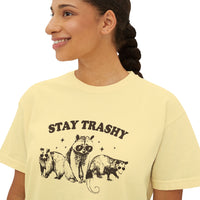 Load image into Gallery viewer, Stay Trashy Women&#39;s Boxy Tee - Fun &amp; Casual Eco-Friendly Shirt
