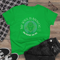 Load image into Gallery viewer, Women&#39;s Tee - My Soul is Analog, My Mind is AI, Trendy New Age Techno Spiritual Shirt

