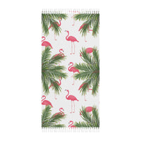 Load image into Gallery viewer, Boho Beach Towel with Flamingos and Palms
