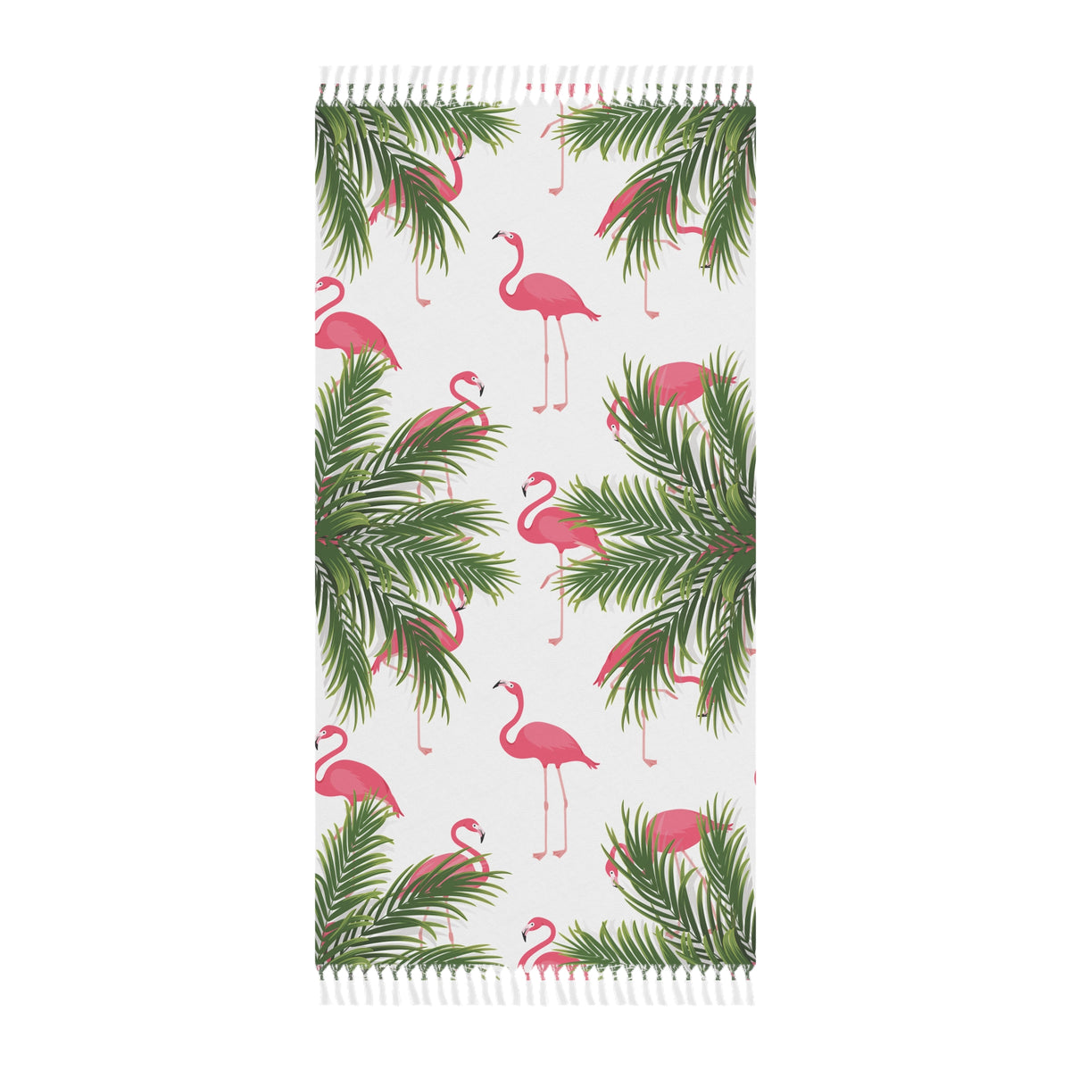 Boho Beach Towel with Flamingos and Palms