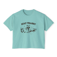 Load image into Gallery viewer, Stay Trashy Women&#39;s Boxy Tee - Fun &amp; Casual Eco-Friendly Shirt
