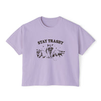 Load image into Gallery viewer, Stay Trashy Women&#39;s Boxy Tee - Fun &amp; Casual Eco-Friendly Shirt
