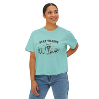 Load image into Gallery viewer, Stay Trashy Women&#39;s Boxy Tee - Fun &amp; Casual Eco-Friendly Shirt
