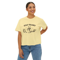 Load image into Gallery viewer, Stay Trashy Women&#39;s Boxy Tee - Fun &amp; Casual Eco-Friendly Shirt

