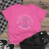 Load image into Gallery viewer, Women&#39;s Tee - My Soul is Analog, My Mind is AI, Trendy New Age Techno Spiritual Shirt
