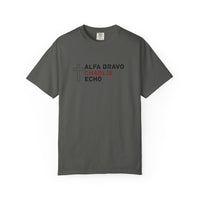 Load image into Gallery viewer, Alpha Bravo Charlie Echo Cross T-Shirt — Christian Faith Based in memory of Charlie Kirk , Made for believers who stand for biblical values, strong families, religious freedom, and principled...