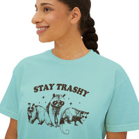 Load image into Gallery viewer, Stay Trashy Women&#39;s Boxy Tee - Fun &amp; Casual Eco-Friendly Shirt
