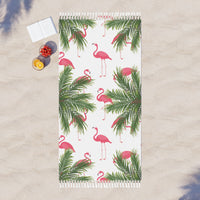 Load image into Gallery viewer, Boho Beach Towel with Flamingos and Palms
