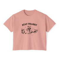 Load image into Gallery viewer, Stay Trashy Women&#39;s Boxy Tee - Fun &amp; Casual Eco-Friendly Shirt
